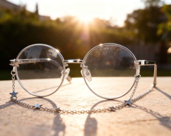 Porta gafas con forma de estrella plateada · Cadena minimalista para gafas · Accesorio para gafas con forma de estrella delicada
