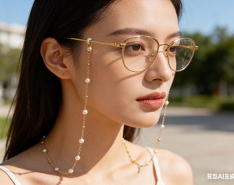 Freshwater Pearl Eyeglass Chain, 18K Gold Plated Glasses Holder, Sunglasses Chain