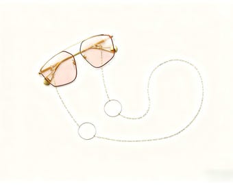 Cadena para gafas de acero inoxidable chapada en oro claro de 4 quilates, soporte minimalista para collar