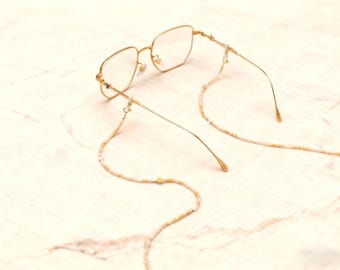 Cadena minimalista para gafas con cuentas, correa para gafas de piedra natural, cadena para gafas de sol con cuentas de perlas, collar multiusos para mascarilla, cordón dorado para gafas