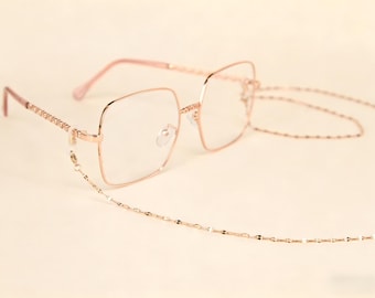 Cadena minimalista para gafas, collar con cordón para mascarilla en oro rosa, correa de acero para gafas