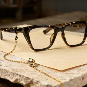 Gold Silver Skull Eyeglass Chain, Gothic Punk Glasses Holder, Biker Style Sunglasses Chain, Statement Eyewear Necklace 75cm