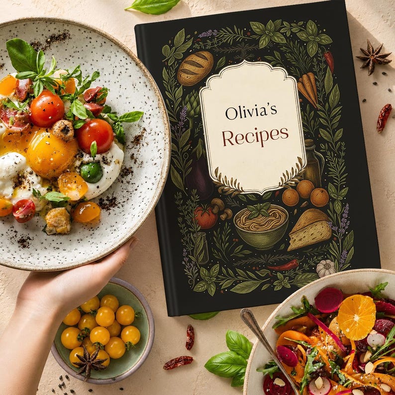 Custom Recipe Book, 300 page, Gift for her/him/Mom/Grandma, Recipe Journal image 8