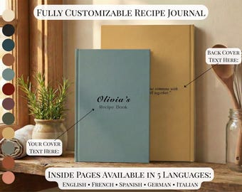 Custom Recipe Journal, Personalized Cookbook, Family Keepsake, Multilingual Pages (Hardcover/Softcover)