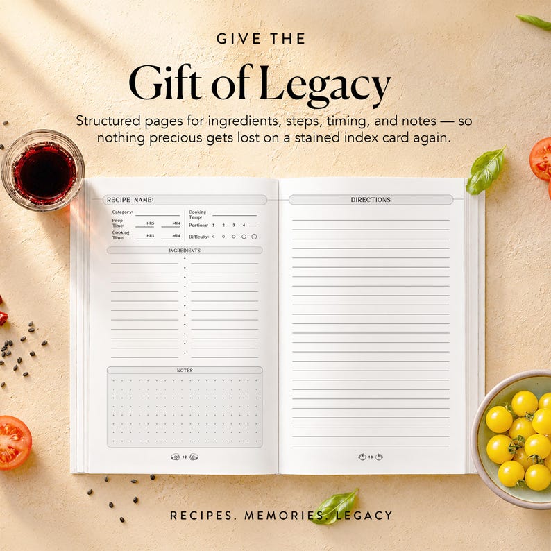 Custom Recipe Book, 300 page, Gift for her/him/Mom/Grandma, Recipe Journal image 10