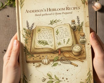 Personalized Recipe Book, Heirloom Family Cookbook. Recipe Binder. 300 page recipes