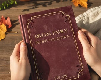 Personalized Leather Recipe Book (Print), Family Keepsake book. Cookbook, Wedding Gift