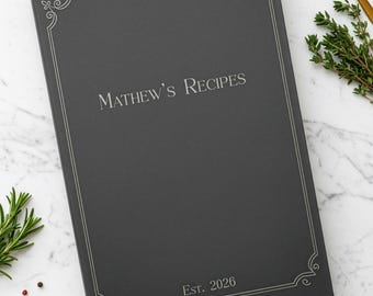 Minimalist journal, Customized gift for him, Personalized recipe book