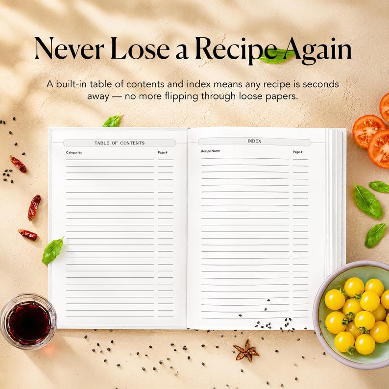 Custom Recipe Book, 300 page, Gift for her/him/Mom/Grandma, Recipe Journal image 11