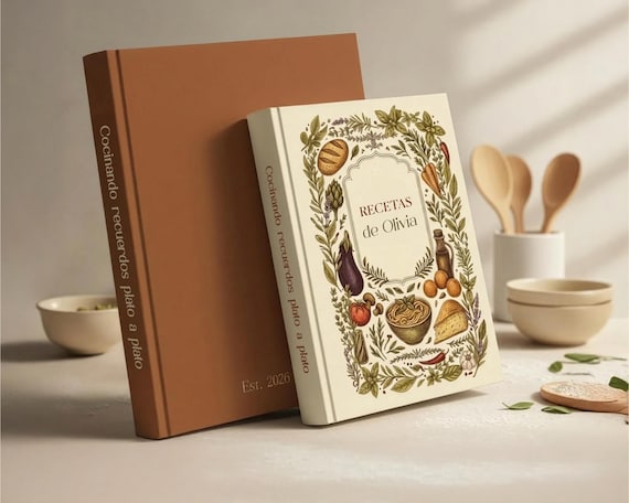 Recetario Personalizado, 300 pág., Regalo para Ella/Él/Abuela, Cuaderno de Recetas