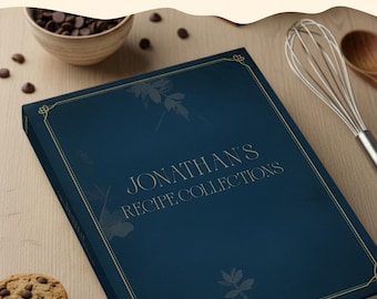Customizable recipe book. 200 recipes! A personalized recipe journal, gift for birthday, Christmas, Aniversary