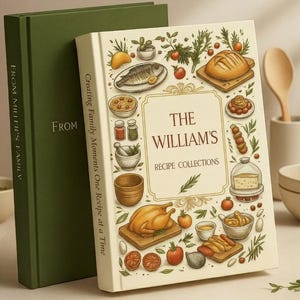 Recipe Book, Cookbook, Matte Hardcover, personalized kitchen gift, handwritten recipes, rustic design