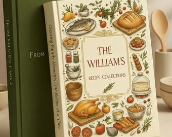 Recipe Book, Cookbook, Matte Hardcover, personalized kitchen gift, handwritten recipes, rustic design