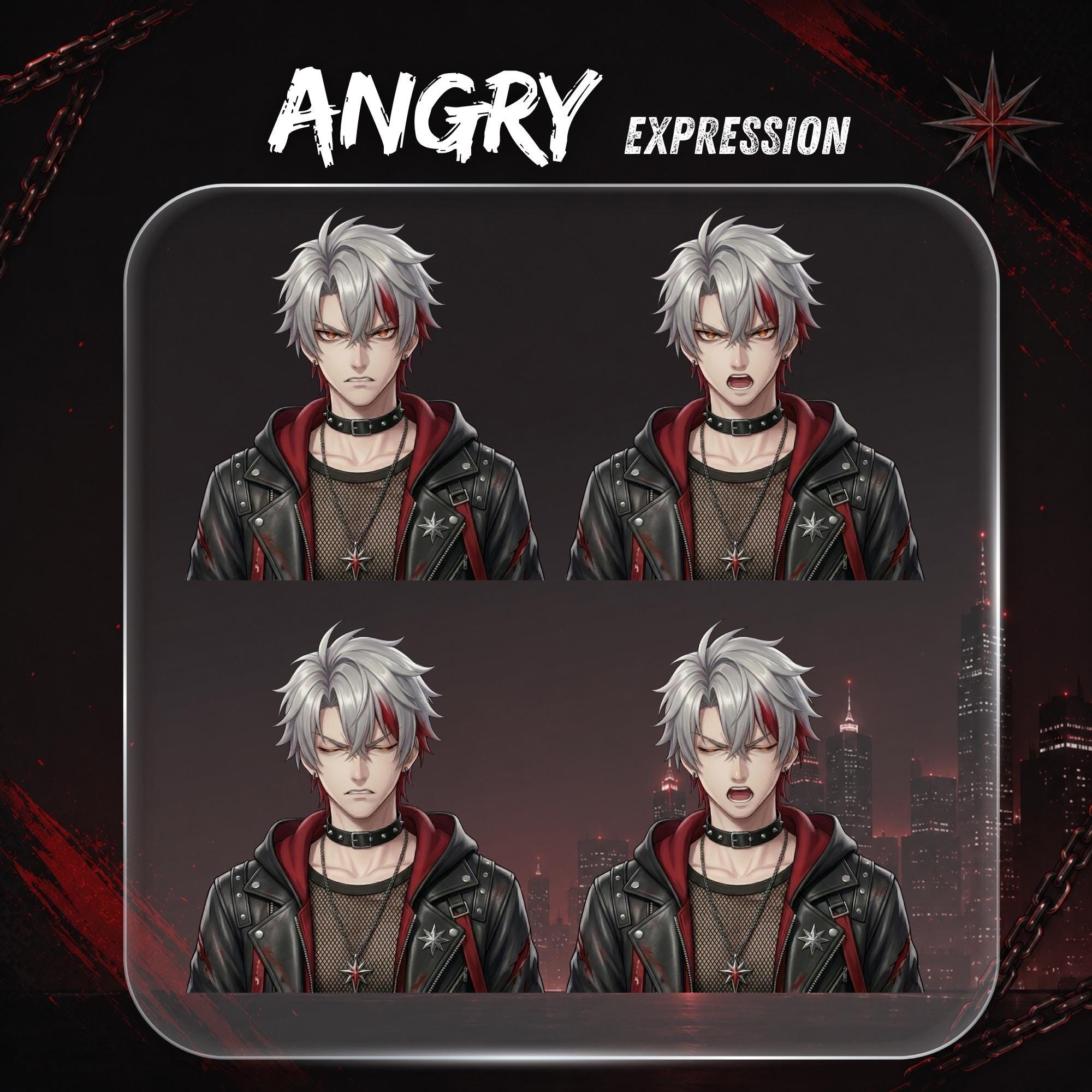 Anime Male Pngtuber Avatar Pack, Rebellious Partner Vtuber Avatar ...