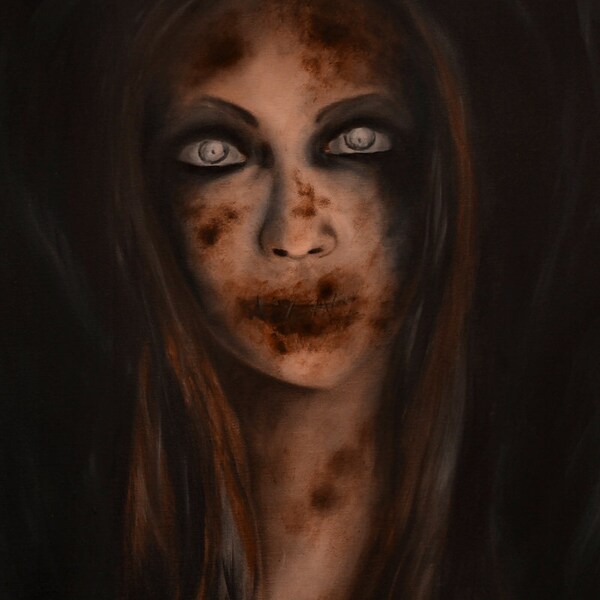 Gothic Zombie Girl Dead Macabre Oil Painting Print 8x10