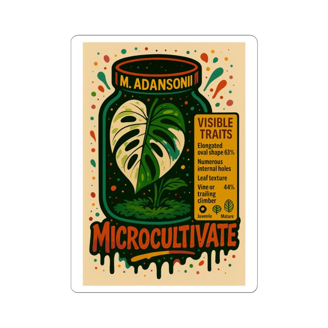 Monstera Jar Microcultivate Sticker | Kiss-cut Plant Sticker, Botanical ...