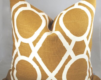 Designer Pillow Cover-Robert Allen-Lattice Bamboo Designer Pillow Cover-Amber-20x20