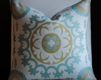 Decorative Pillow Cover -20x20- Roman Circle-Accent Pillow-Toss Pillow-Gold-Cream-Teal