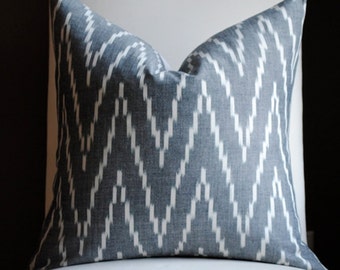 Ready to Ship-Beautiful Decorative Pillow Cover-Kasari IKAT-Graphite-20x20-LINEN-Throw Pillow-Accent Pillow-