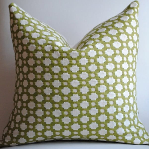 Designer Pillow-16x16-COTTON-Betwixt-Grass/Ivory-Celerie Kemble-Throw Pillow-Accent Pillow