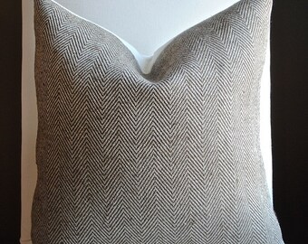 Ready to Ship- Preston LINEN -Harringbone-18x18- Decorative Pillow Cover- Almond