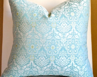 Ready to ship-Beautiful Home Decor Pillow Cover-18x18-Cloisonne -Spa Blue Fabric