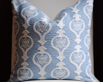 Burning Heart Decorative Pillow Cover-20x20-Accent Pillow-Throw Pillow-China Blue-Cream