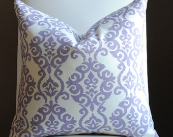 SALE-Decorative Pillow Cover -20x20-BOTH SIDES- Waverly-Luminary-Accent Pillow-Toss Pillow-Purple-Cream