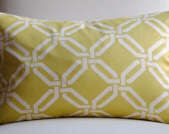 Gate Work Decorative Pillow Cover-12x18-cotton-Accent Pillow-Throw Pillow-Lime Green-White-