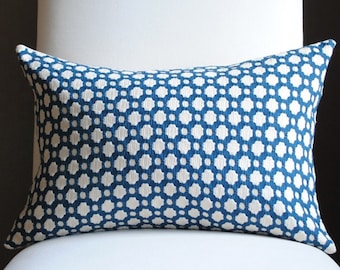 Ready to Ship-Beautiful Decorative Pillow Cover-14x20-COTTON-Betwixt-Indigo/Ivory-Celerie Kemble-Throw Pillow-Accent Pillow