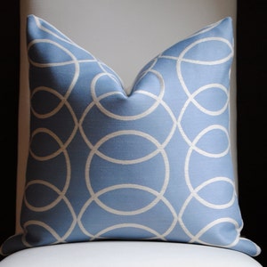 SALE-Ready to Ship-Circle Grove Decorative Pillow Cover-20x20-Accent Pillow-Throw Pillow-China Blue-Cream