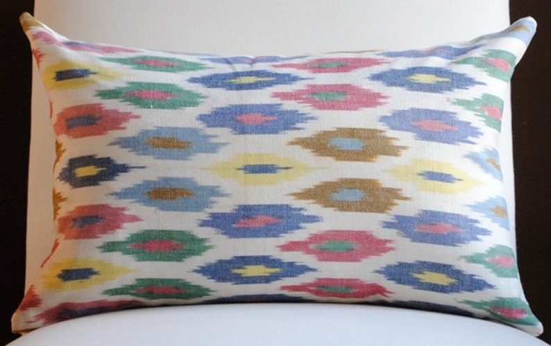 Ready to Ship-Beautiful Decorative Pillow Cover-Sunara IKAT-Confetti-12x18-LINEN-Throw Pillow-Accent Pillow image 1