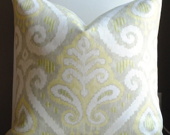 SALE-Beautiful Decorative Pillow Cover-20x20 Zanzibar- Designer Fabric- Lemongrass