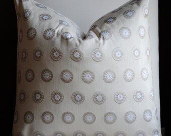 Polka Dot Decorative Pillow Cover-20x20-SILK -Accent Pillow-Throw Pillow-Taupe-Cream
