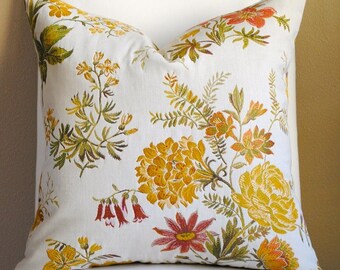 Designer Pillow Cover-20x20-Floral Pillow-Red- Pillow-Yellow Pillow-Green Pillow-Both Sides