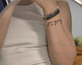 Tatuaje de gato de línea continua – Arte animal minimalista de líneas finas (temporal)