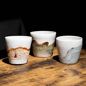 Tazza da montagna – Wild Horizon, tazza da cappuccino in ceramica fatta a mano, ceramica rustica, regalo per amanti della natura, 355 ml
