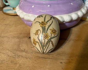 Vintage Hand Decorated Floral Ceramic Egg Trinket Box Courthampton