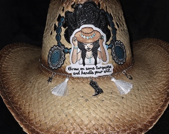 Sombrero de verano de vaquera/vaquero con parches