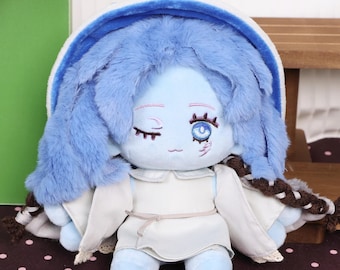 Ranni Handmade Cotton Doll Plush Figure with Embroidered Face Detachable Outfit Soft Rabbit Fur Hair Magnetic Hands Collectible Gift