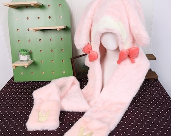 Yaya Plush Winter Hat Scarf Gloves Set Faux Mink Fleece Bunny Ear Anime Fan Made Warm Cosplay Accessory Gift Winter Outdoor Daily Wear Style