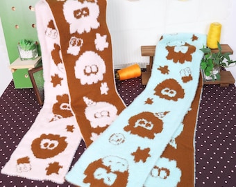 Fanmade Splatoon Plush Scarf Faux Mink Fur Winter Scarf Mint Chocolate Strawberry Color Fluffy Warm Neck Scarf Handmade Cold Weather