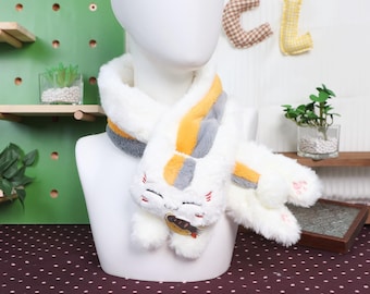 Lucky Cat Plush Scarf Soft Winter Faux Fur With Magnetic Octopus Shrimp Accessories Cute Kawaii Animal Neck Warmer Gift