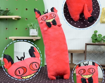 Kawaii Rot Teufel Plüsch Puppe Langer Körper Gefüllter Baumwolle Stoff Fliege Goth Halloween Zimmer Dekor Gruselig Süß Kuscheltier Schrulliges Geschenk