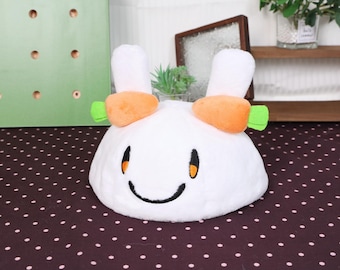 Kawaii Plush Bunny Hat Structured Cosplay Cap with Carrot Ears Foldable Soft Lined Gaming Cosplay Headwear Cute Comfortable Daily Wear