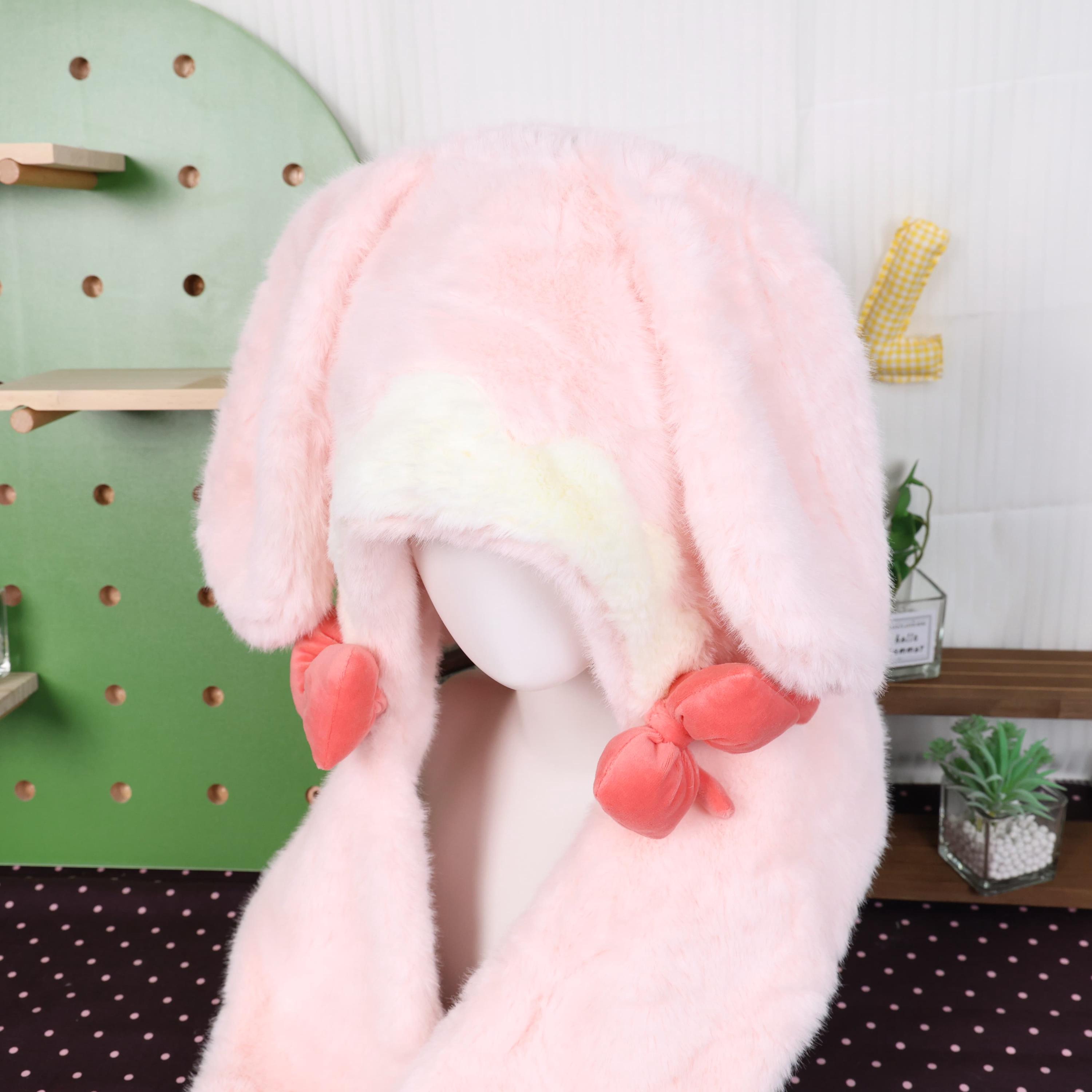 Cute Rabbit Ear Plush Beanie Hat Scarf Set Women Fluffy Fleece Hoodie Warm Amazon.com: 3 in 1 Cute Bunny Ears Hat Scarf Gloves Set  main image 3