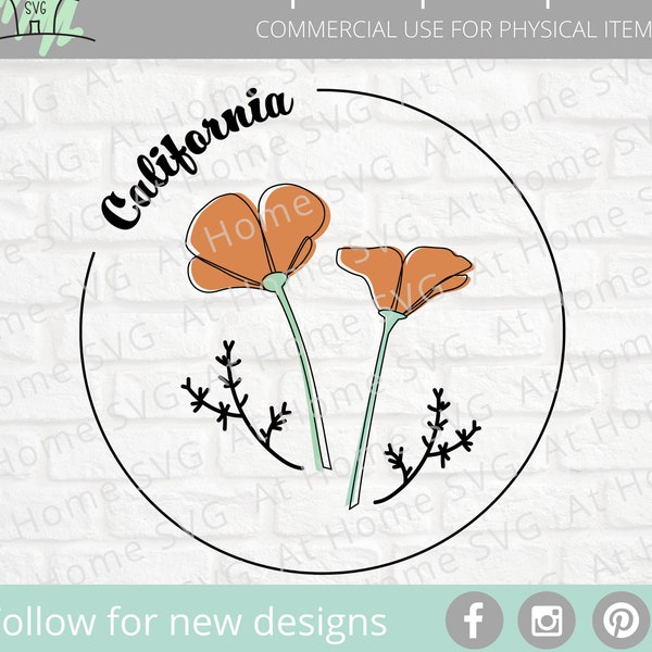 California State Flower SVG - California SVG - Poppy  SVG - Cut File for Cricut - State Flower svg - California Poppy Clipart - Poppy print