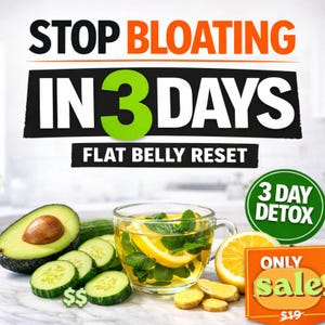 Flat Belly Detox 3 Day Plan | Lose Belly Bloat Fast | Anti Bloat Meal Plan | Digestive Reset | Weight Loss PDF | Instant Download