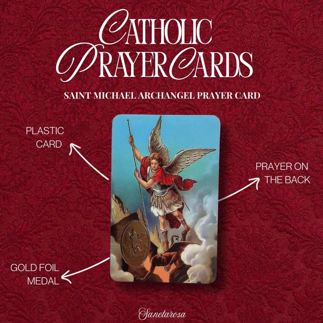 St. Michael The Archangel Prayer Medal - Credit Card Size, Pack Of Two, Embossed