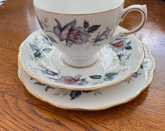 Vintage Queen Anne Bone China Tea Trio – Rose Pattern, Made in England